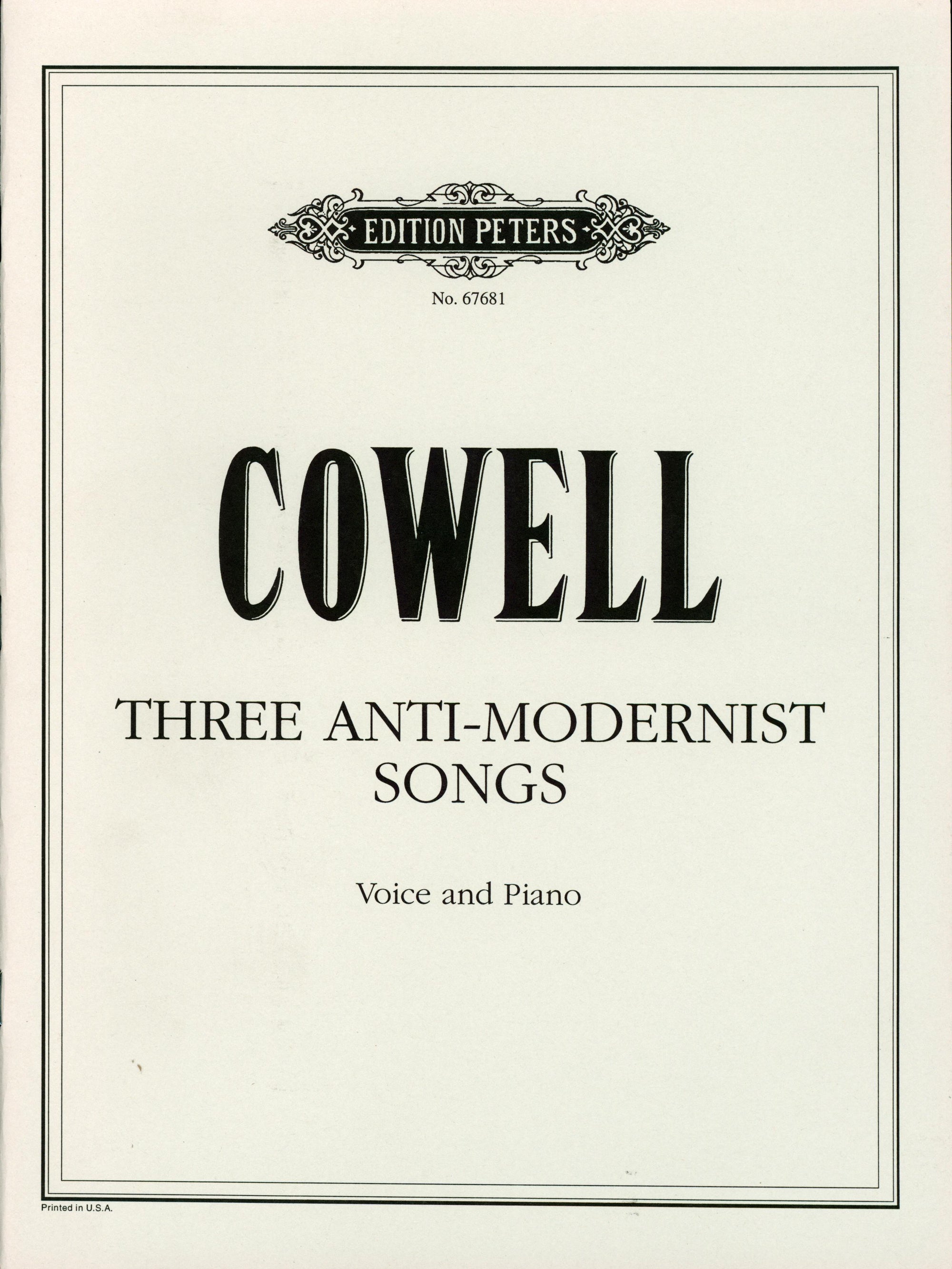 Cowell: Three Anti-Modernist Songs