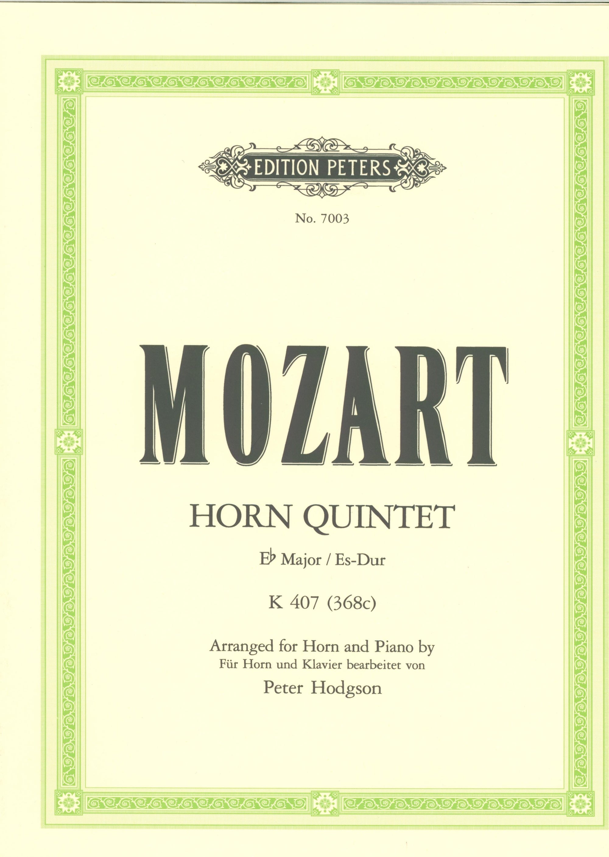 Mozart: Horn Quintet, K. 407 (386c) (arr. for horn and piano)