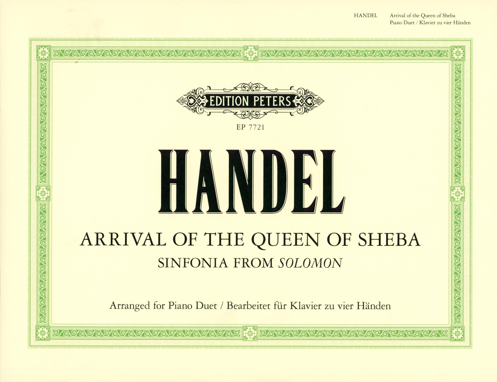 Handel: Arrival of the Queen of Sheba (arr. for piano 4-hands)