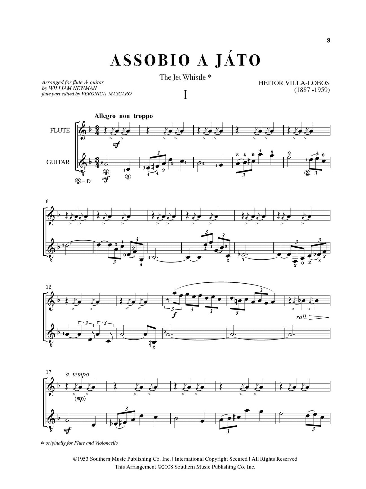 Villa-Lobos: Assobio A Jato (arr. for flute & guitar)
