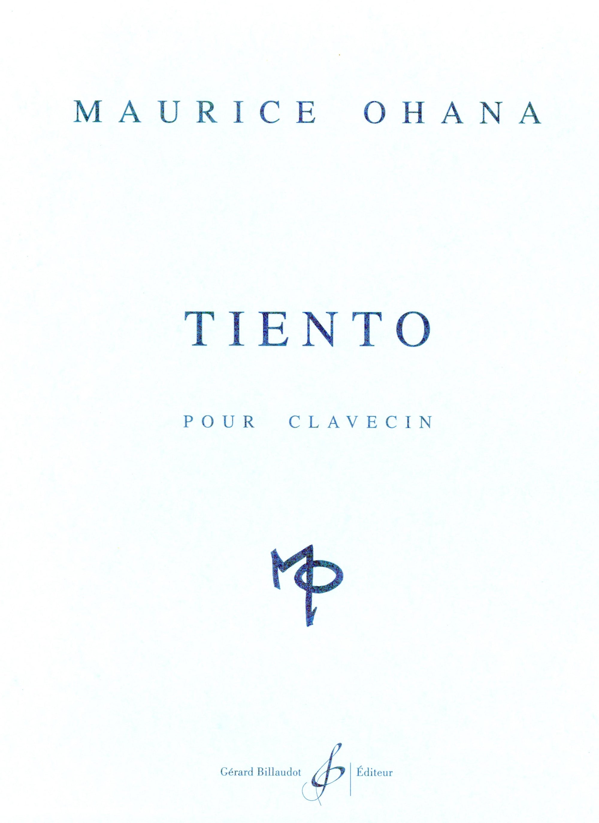 Ohana: Tiento (arr. for harpsichord)