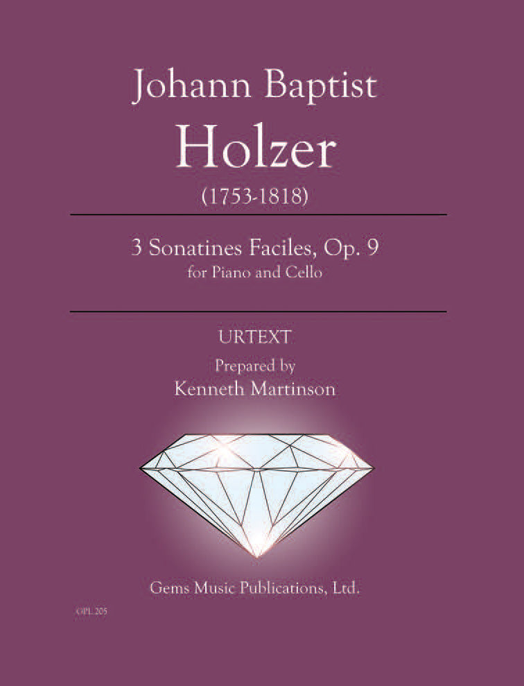 Holzer: 3 Sonatines Faciles, Op. 9 (Version for Cello and Piano)