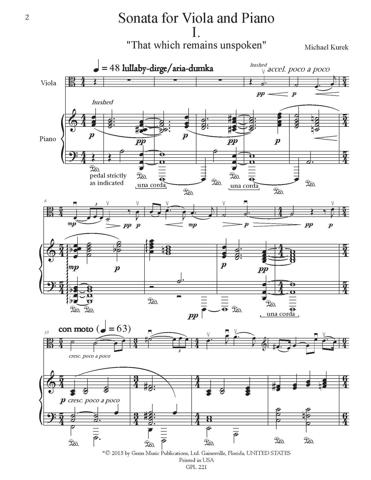 Kurek: Viola Sonata