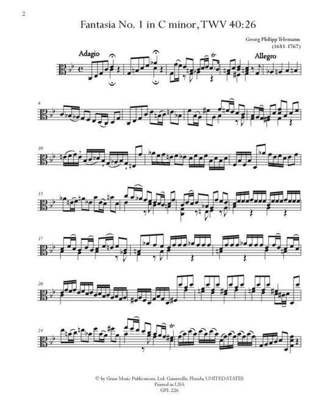 Telemann: 12 Fantasies for Viola without Bass, TWV 40:26-37