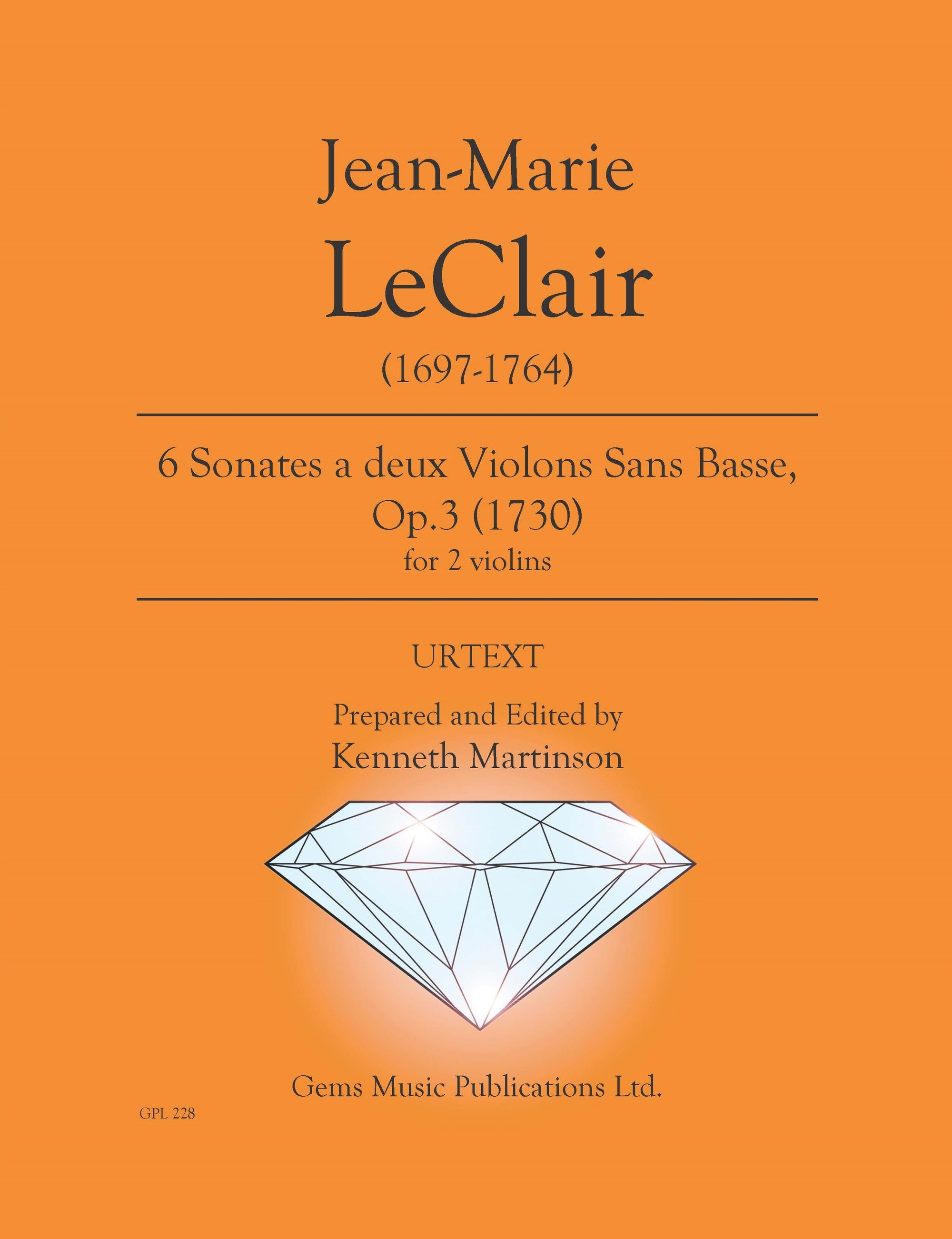 LeClair: 6 Sonatas for 2 Violins, Op. 3