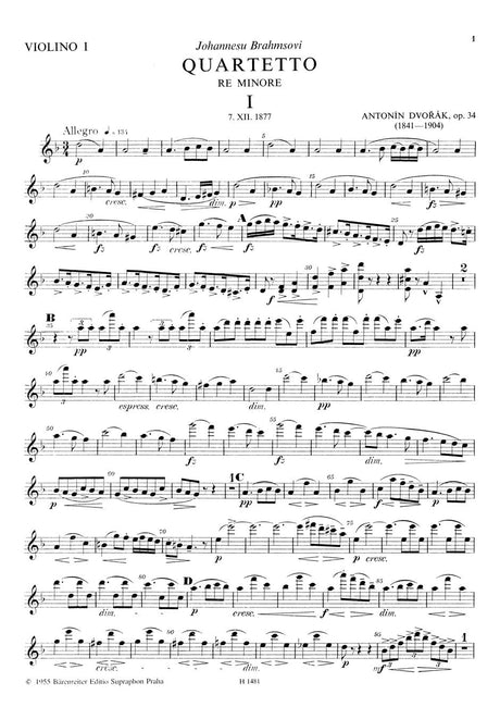 Dvořák: String Quartet No. 9 in D Minor, Op. 34