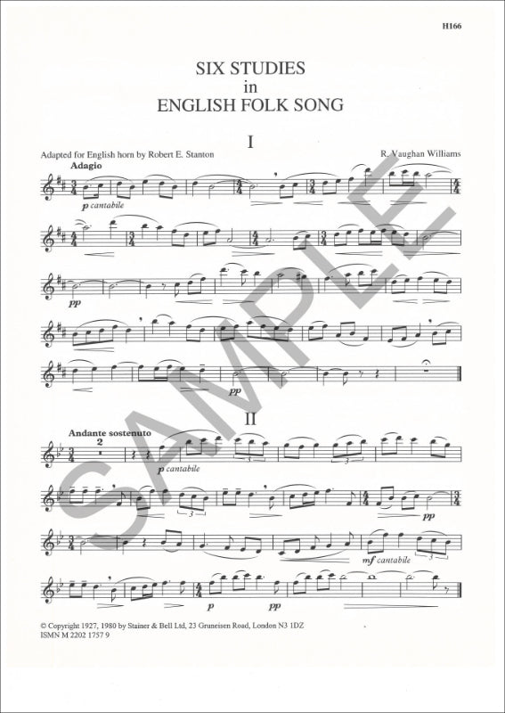 Vaughan Williams: 6 Studies in English Folk Song (arr. for english horn)