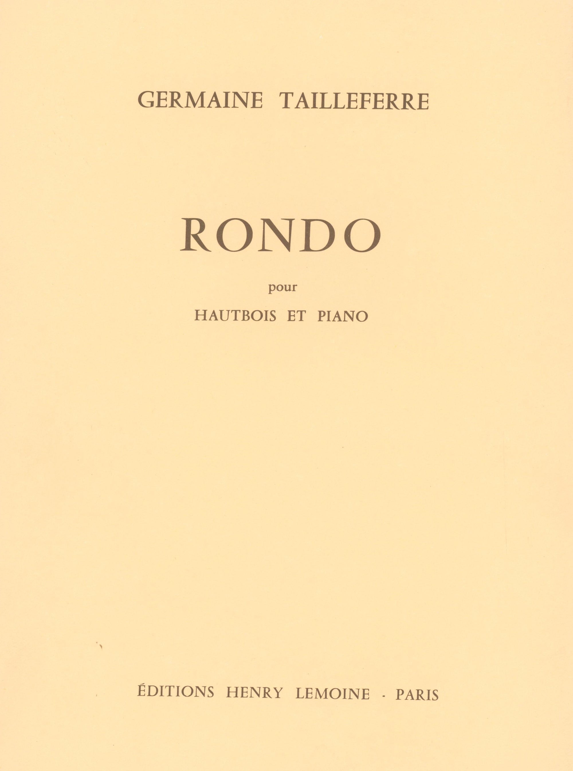 Tailleferre: Rondo for Oboe and Piano