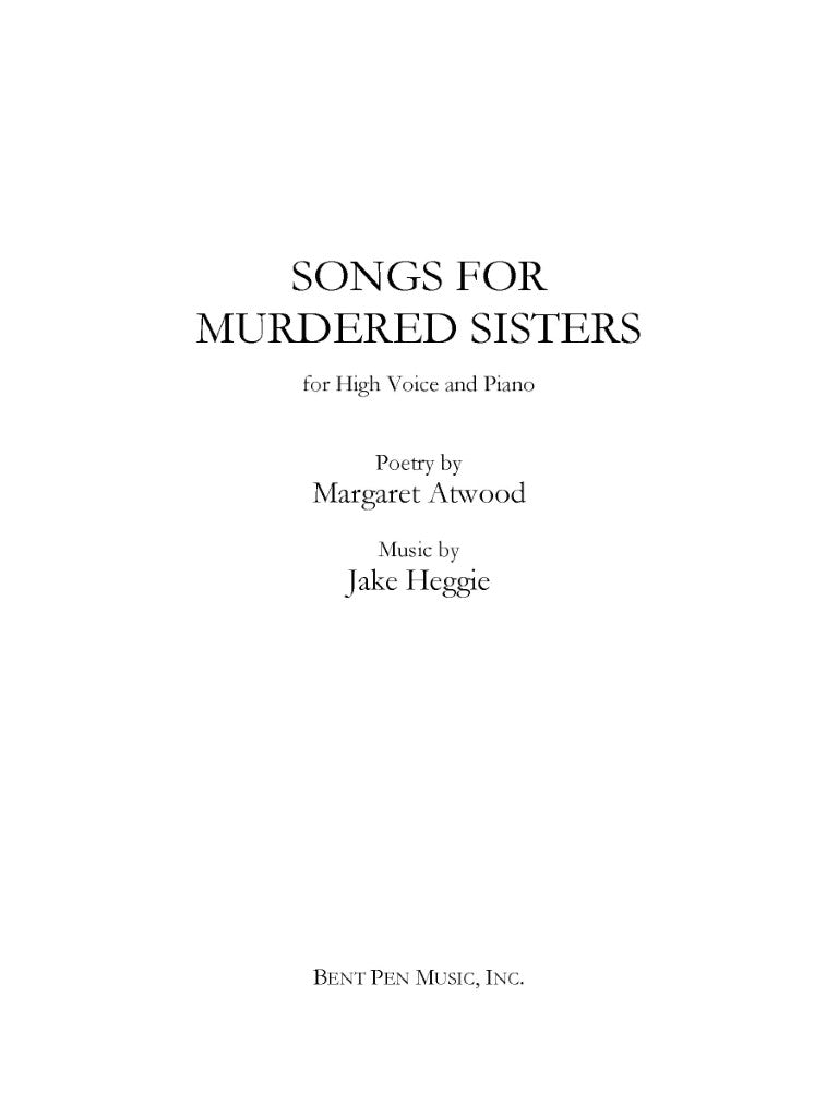 Heggie: Songs for Murdered Sisters (arr. for high voice)