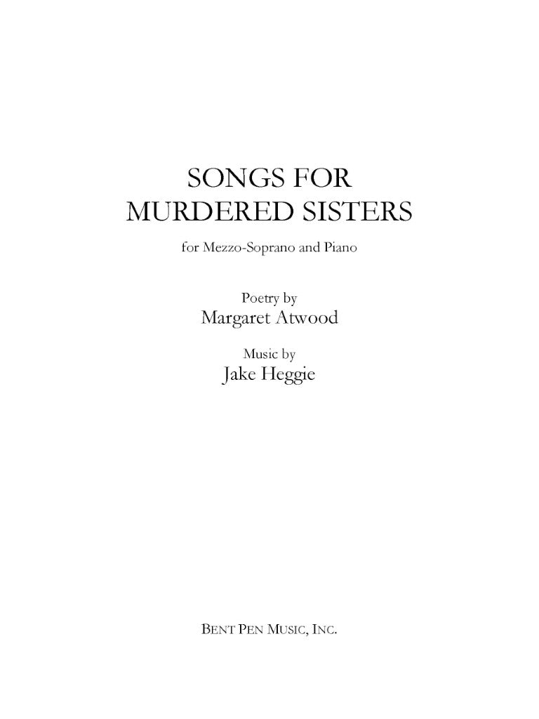 Heggie: Songs for Murdered Sisters (arr. for mezzo soprano)