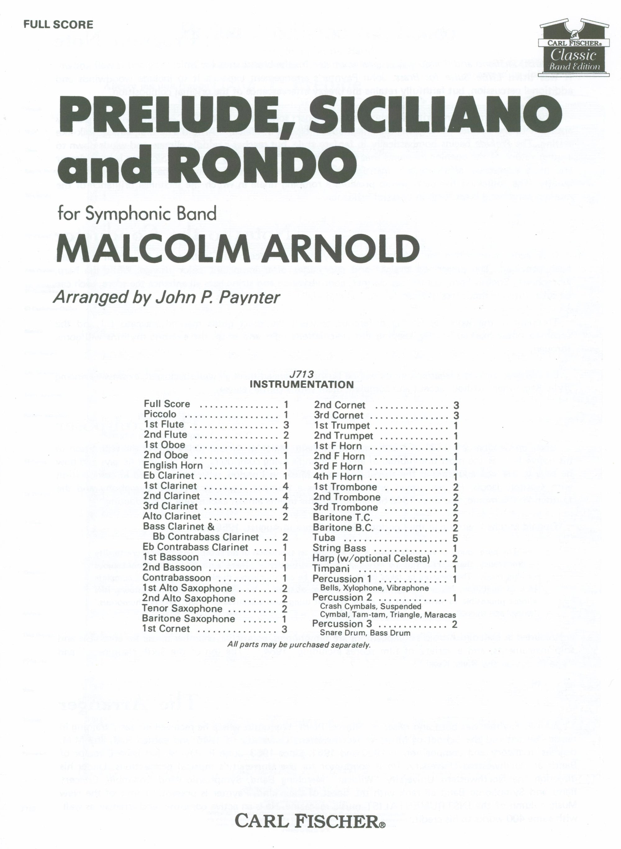 Arnold: Prelude, Siciliano, and Rondo (arr. for symphonic band)