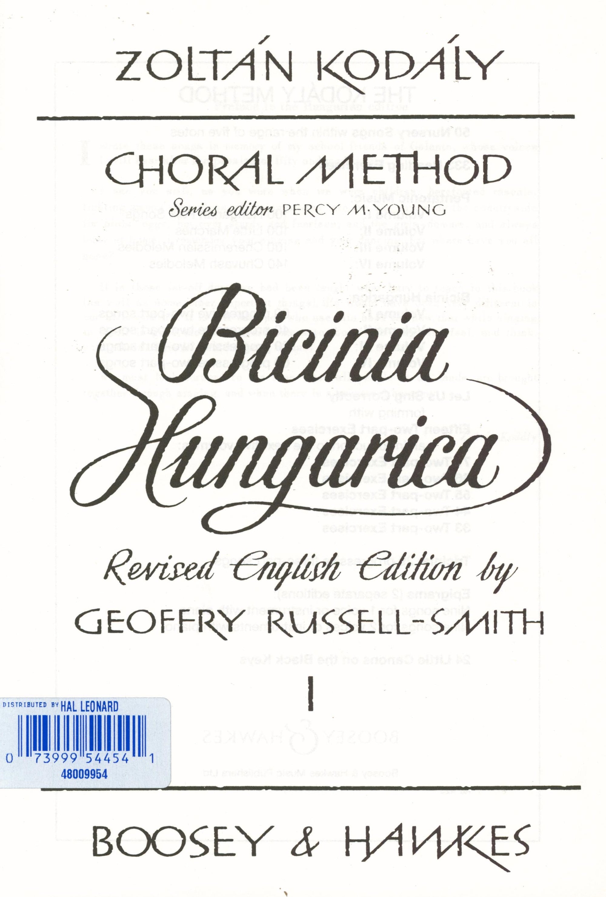 Kodály: Bicinia Hungarica - Volume 1
