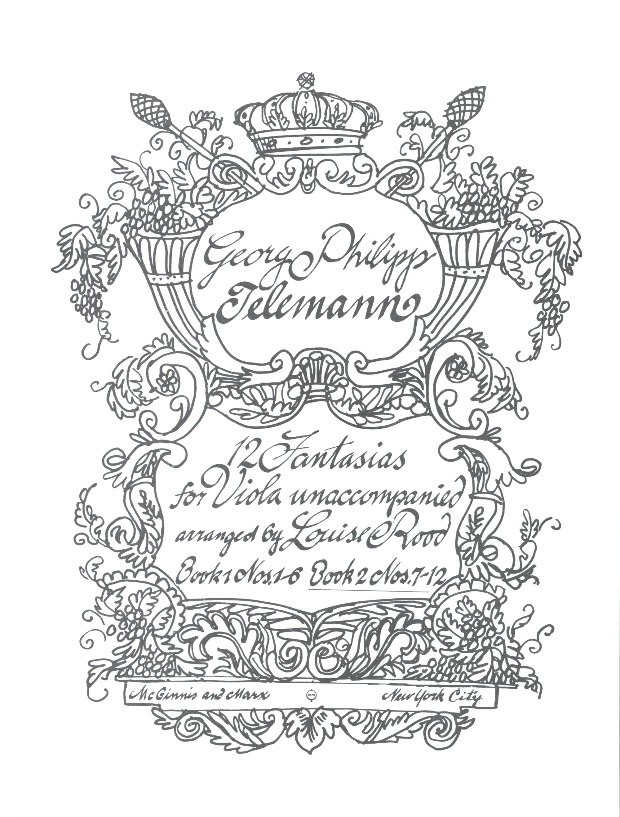 Telemann: 12 Fantasias arr. for Solo Viola - Book 2 (Nos. 7-12)