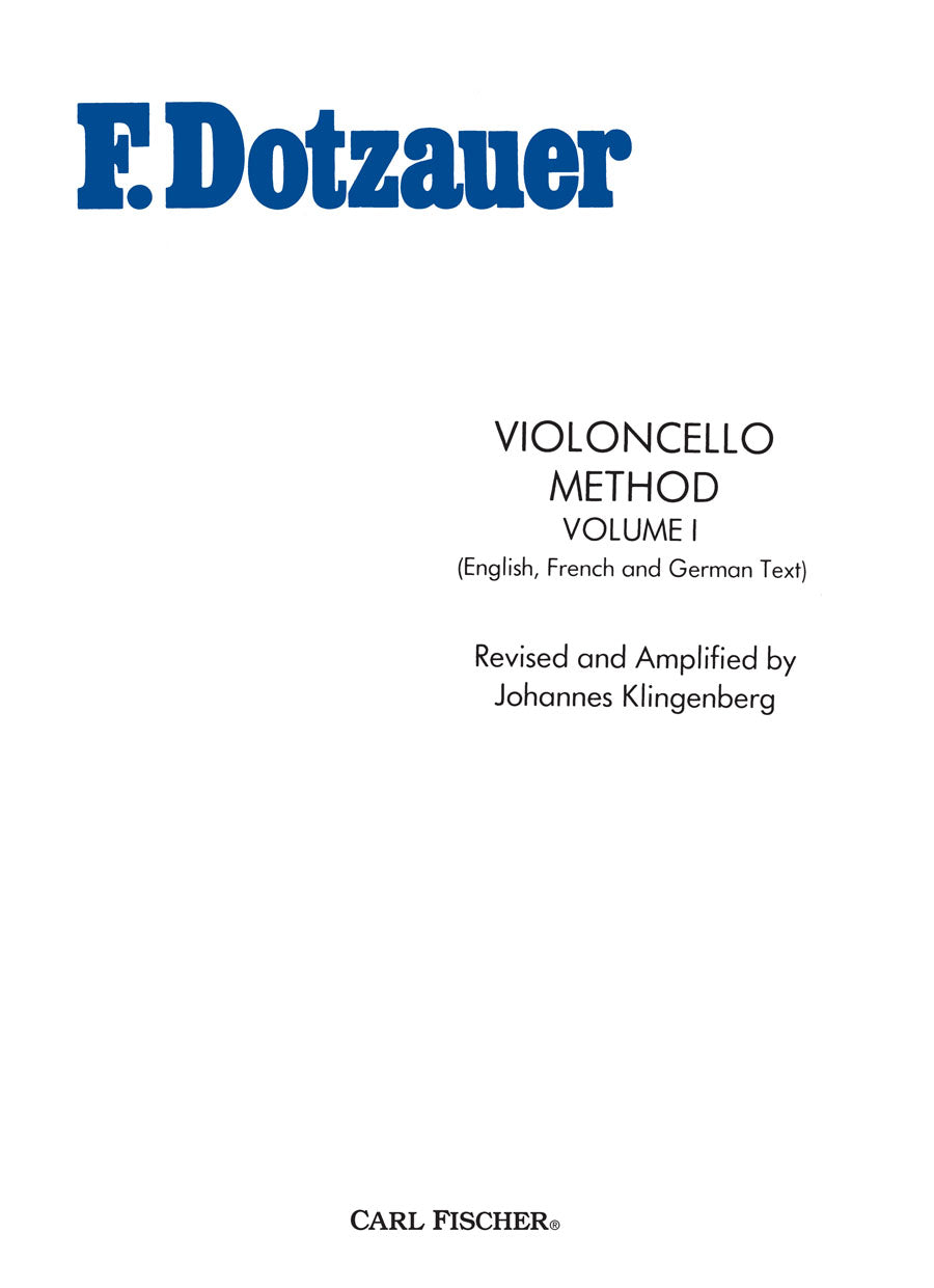 Dotzauer: Cello Method - Volume 1