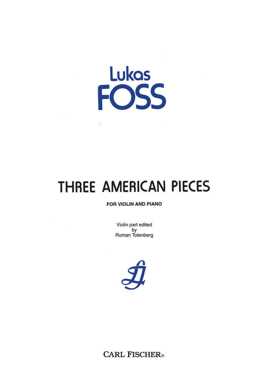 Foss: Three American Pieces (Version for Violin & Piano)