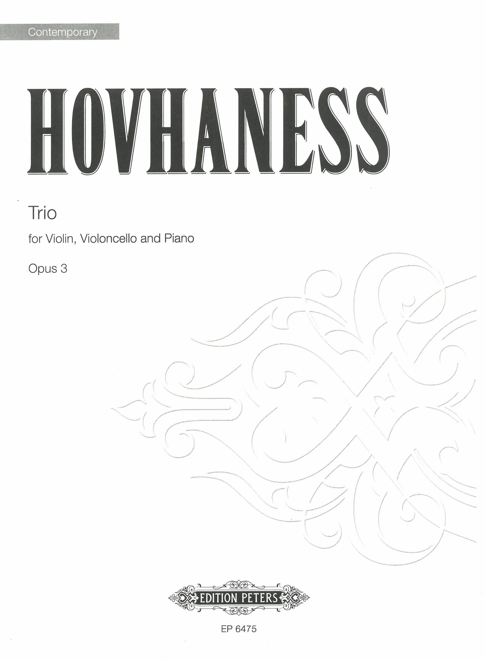 Hovhaness: Piano Trio, Op. 3