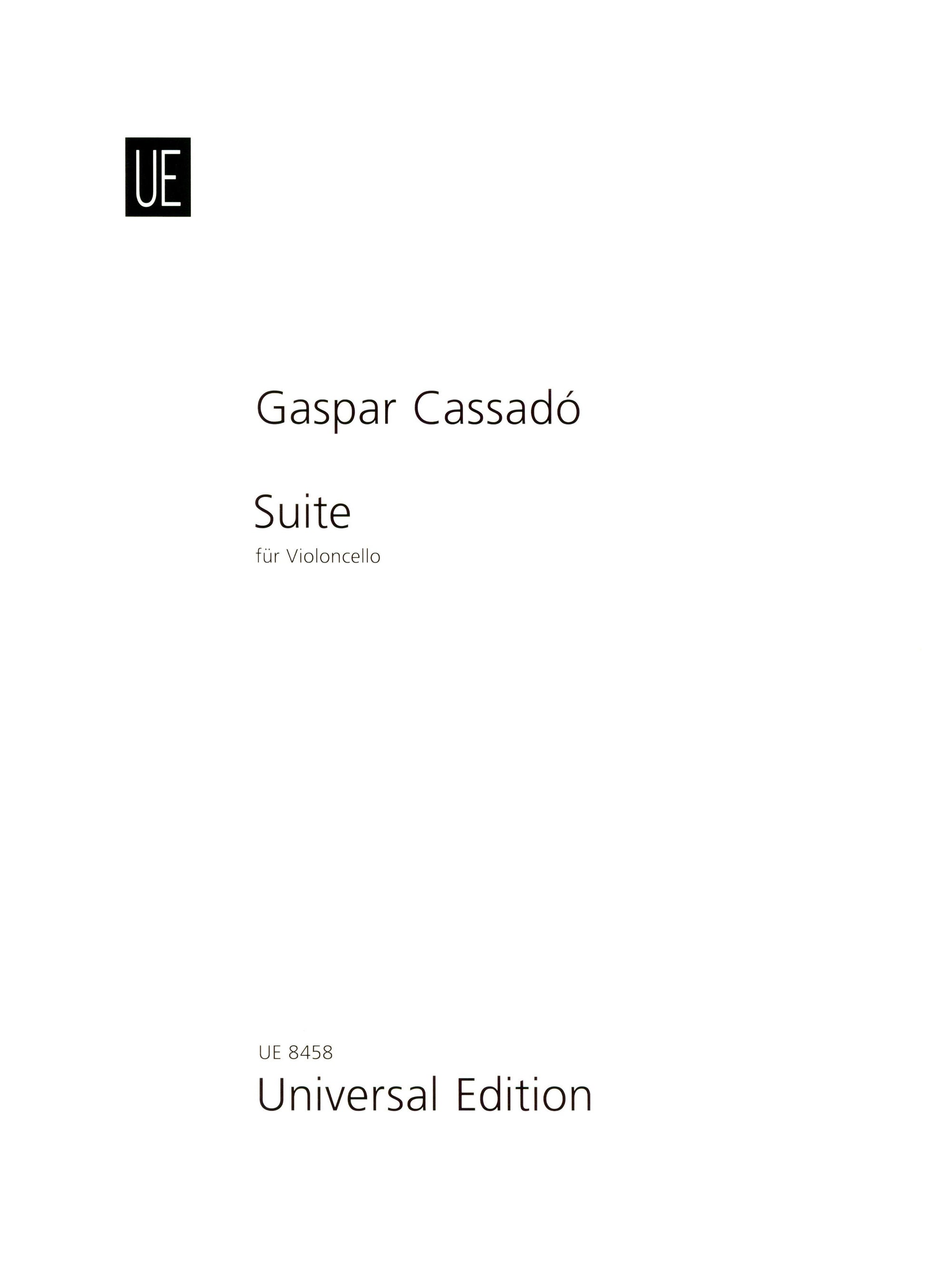 Cassadó: Suite for Cello