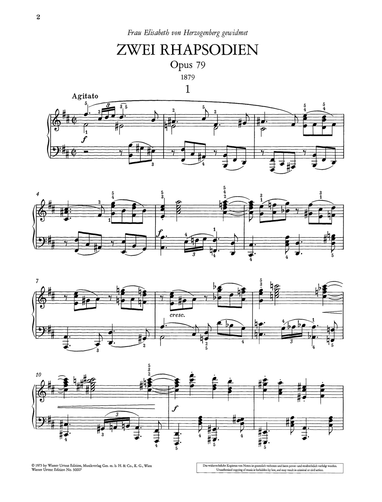 Brahms: Two Rhapsodies, Op. 79