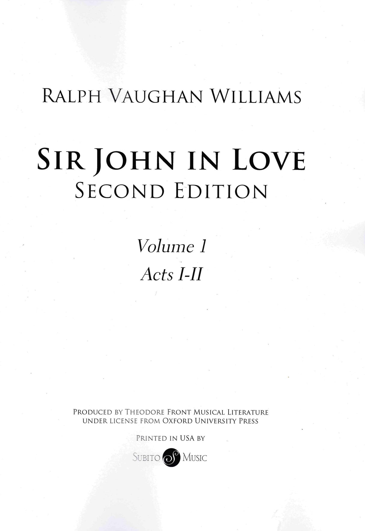 Vaughan Williams: Sir John in Love