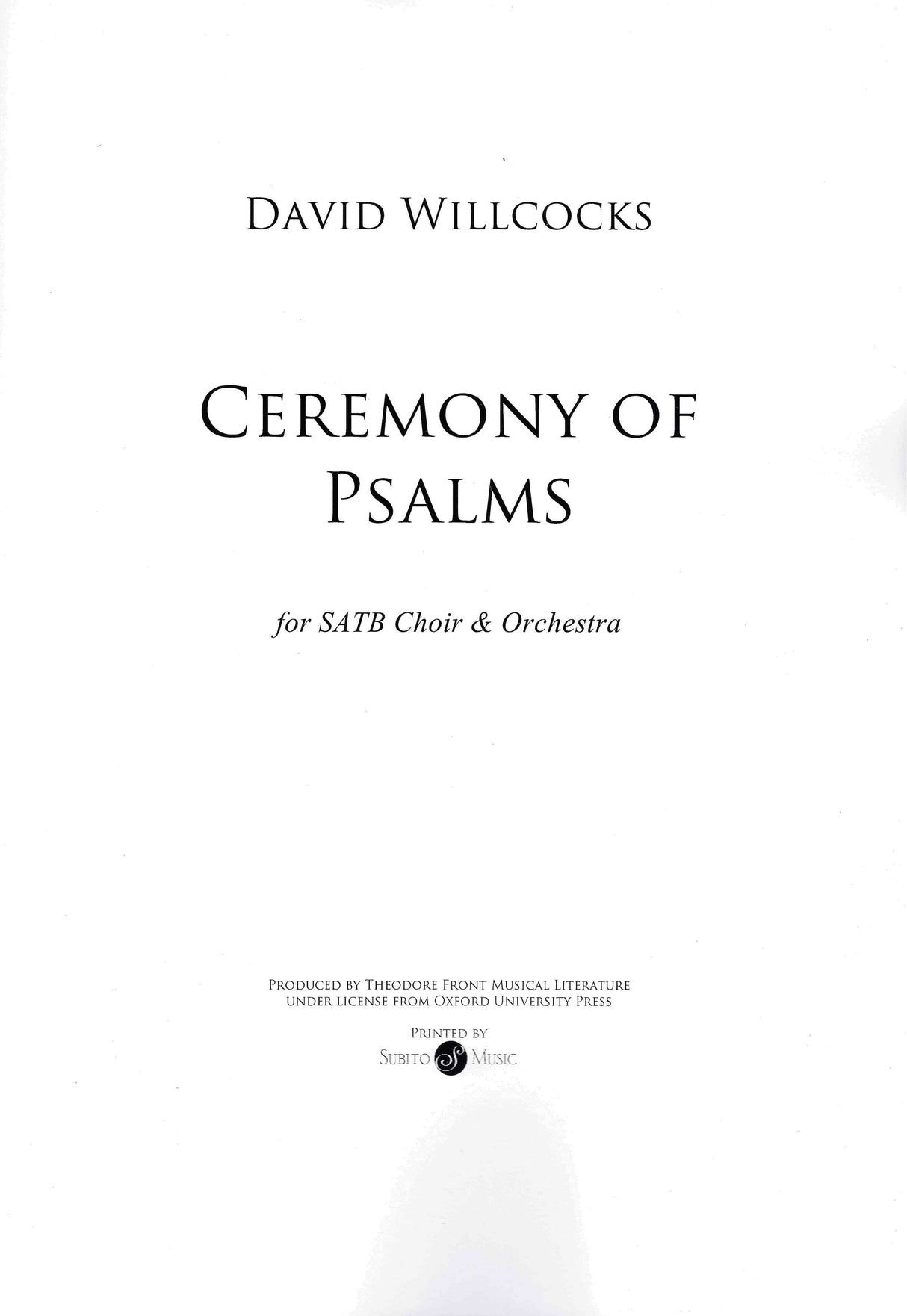 Willcocks: A Ceremony of Psalms