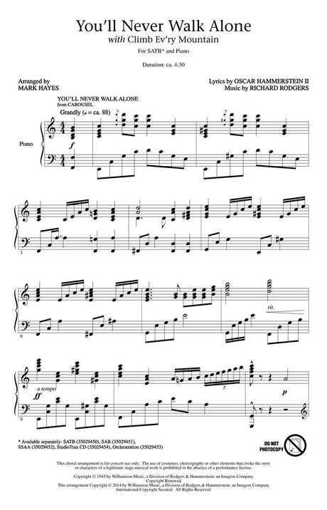 Hammerstein: You'll Never Walk Alone (arr. for SATB)