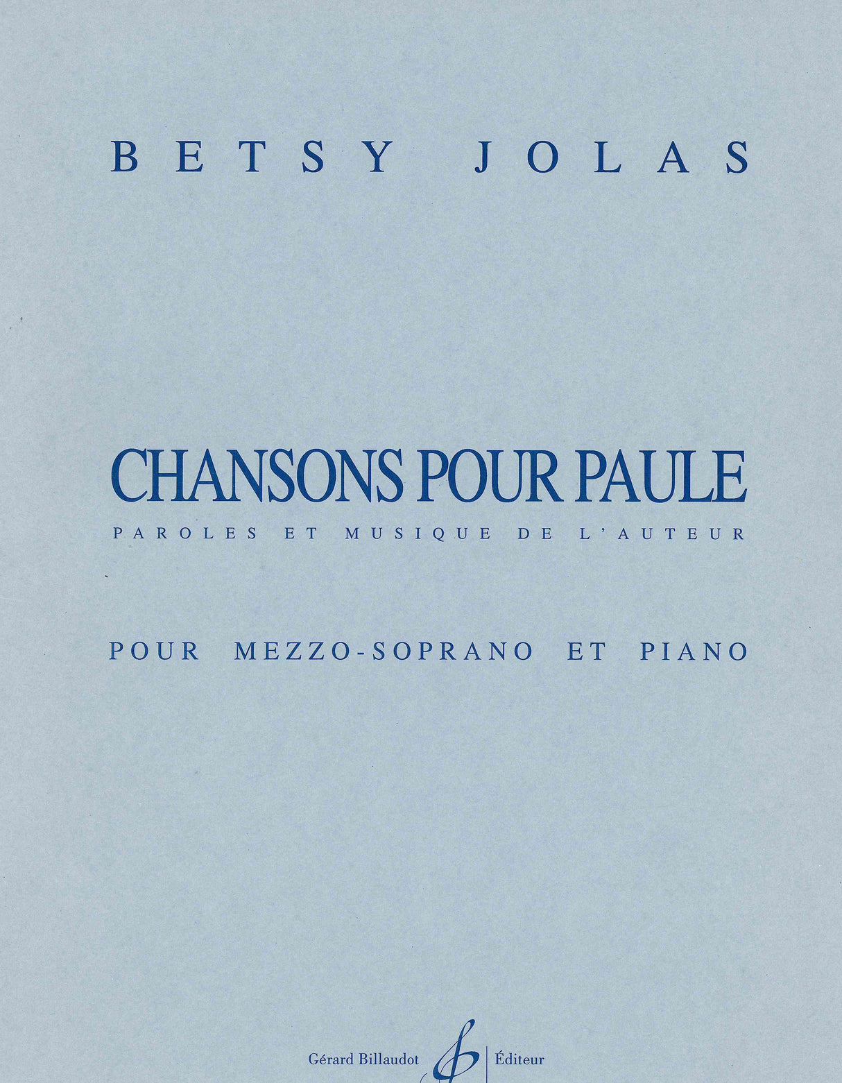 Jolas: Chansons pour paule