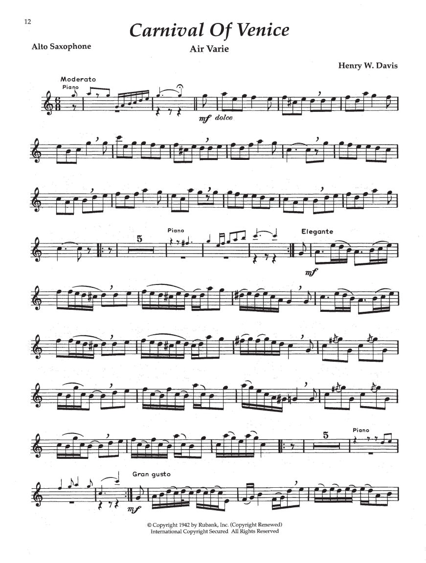 Rubank Book of Alto Saxophone Solos