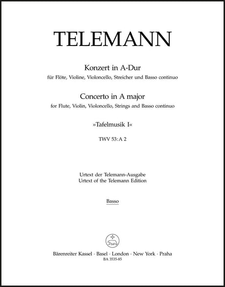 Telemann: Concerto for Flute, Violin, Cello, Strings and Basso continuo in A Major, TWV 53:A2