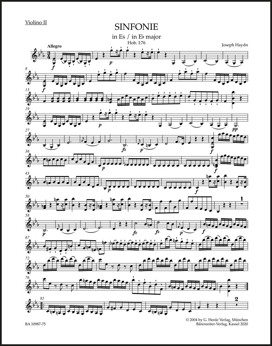 Haydn: Symphony in E-flat Major, Hob. I:76