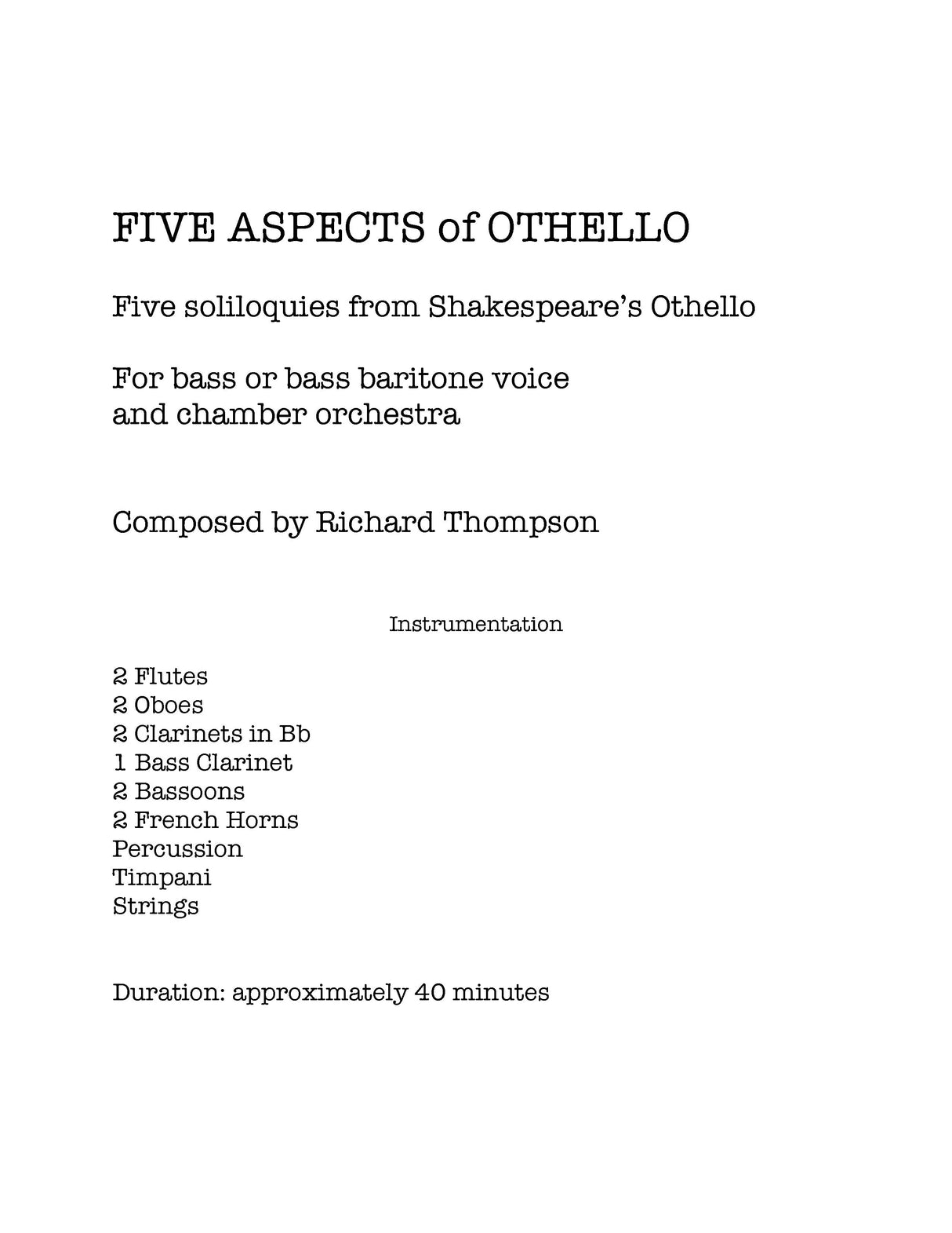 Thompson: Five Aspects of Othello