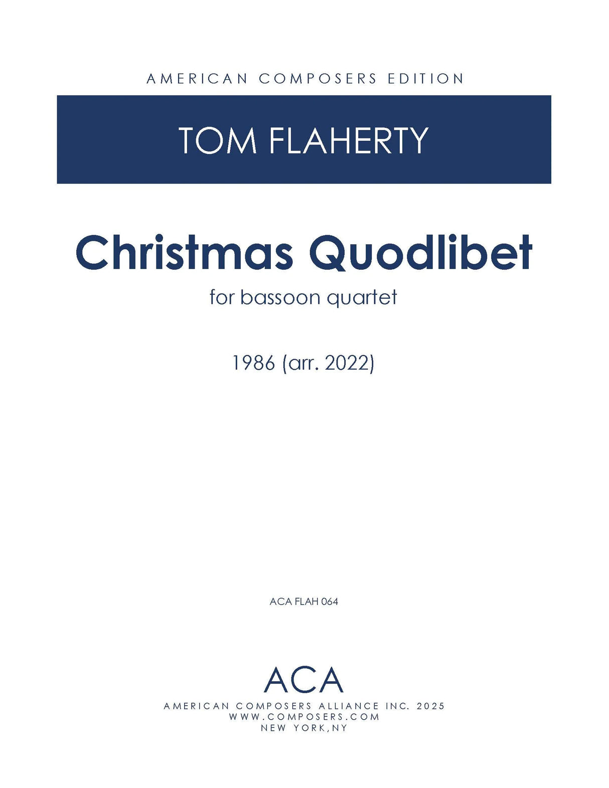 Flaherty: Christmas Quodlibet (Version for 4 Bassoons)