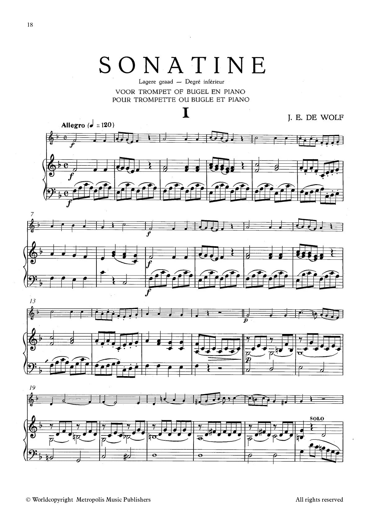 De Wolf: Selected Works for Trumpet and Piano