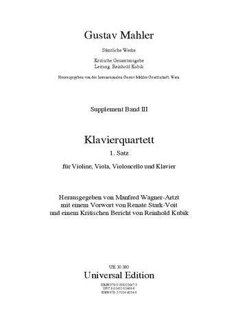 Mahler: Piano Quartet in A Minor