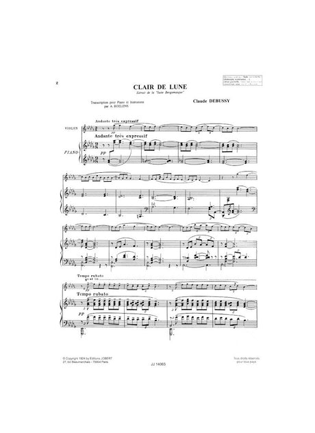 Debussy: Clair de lune (arr. for violin & piano)