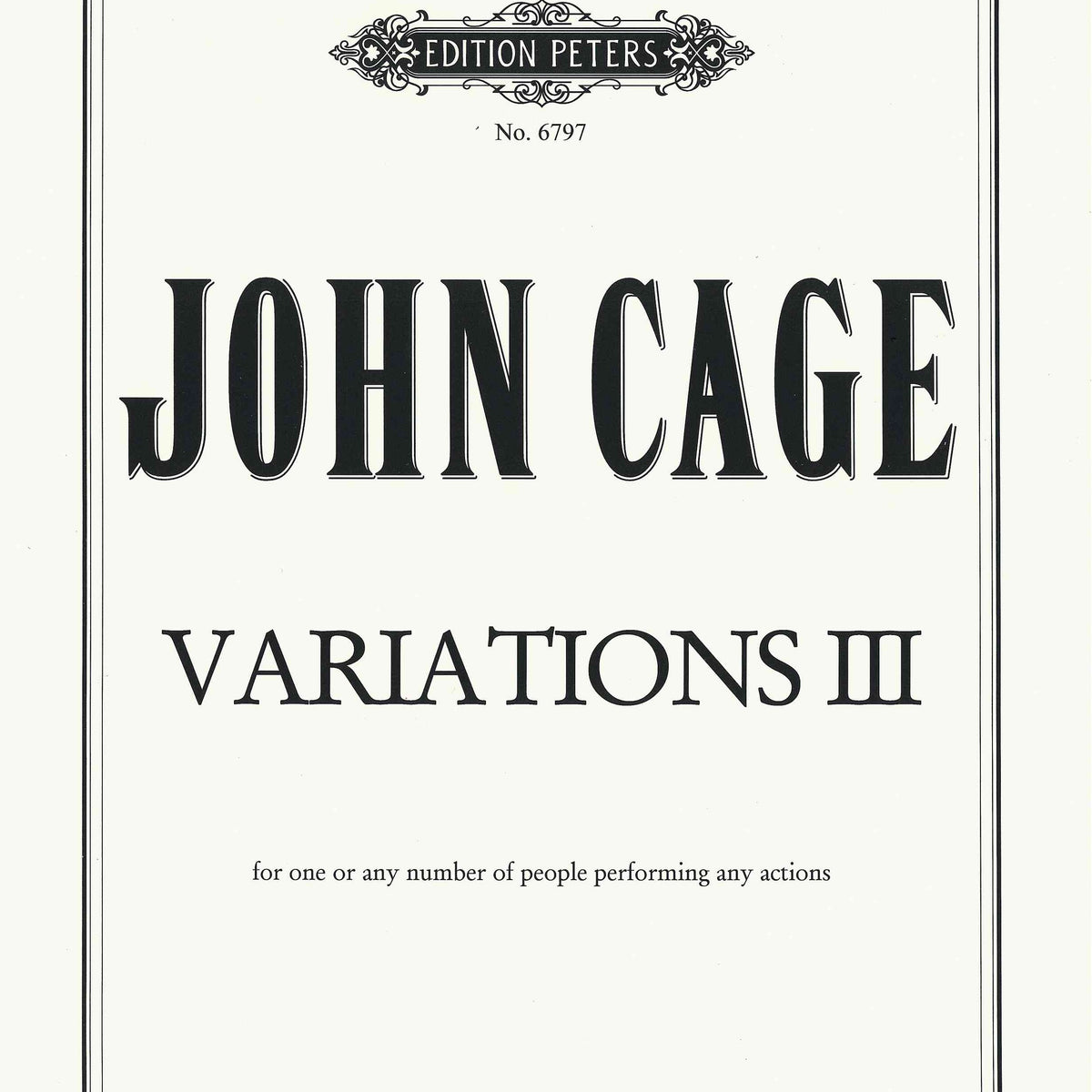 Cage Variations Cage: Variations III – Ficks Music
