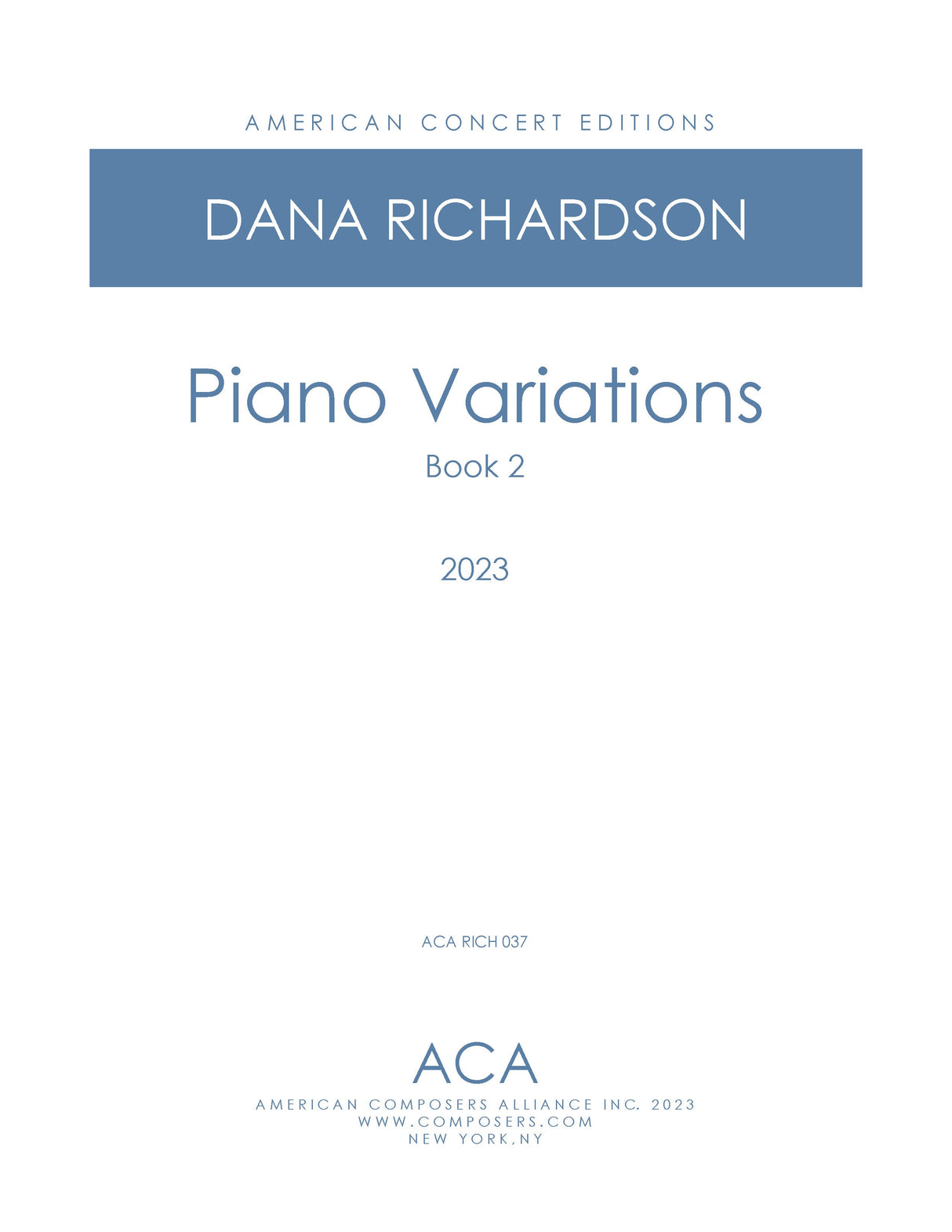 D. Richardson: Piano Variations - Book 2