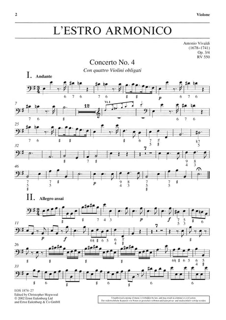 Vivaldi: L'estro armonico, RV 550, Op. 3, No. 4