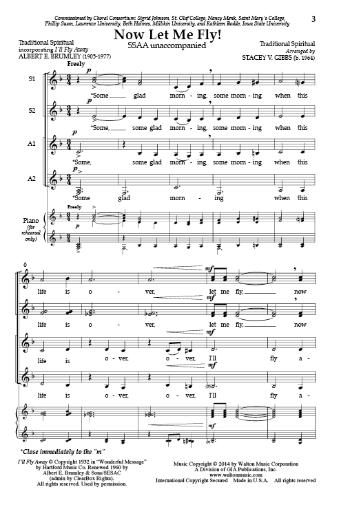 Now Let Me Fly (arr. for SSAA choir)