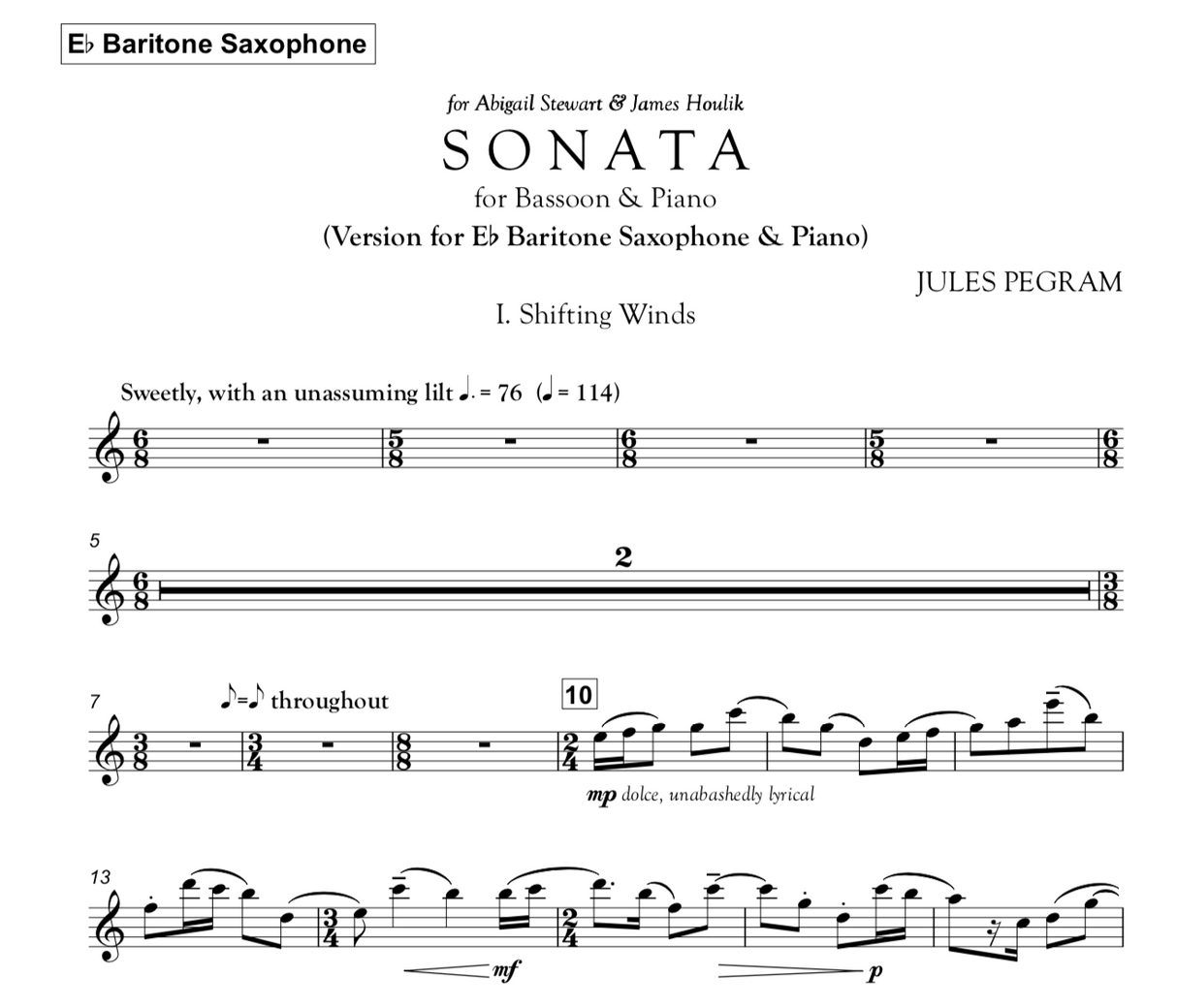 Pegram: Bassoon Sonata (arr. for baritone sax & piano)