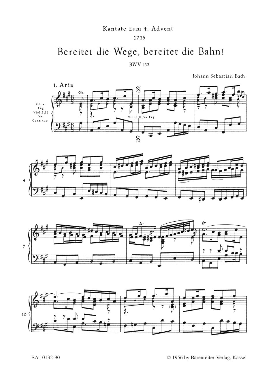 Bach: Bereitet die Wege, bereitet die Bahn, BWV 132
