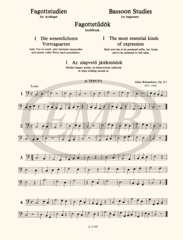 Weissenborn: Bassoon Studies for Beginners, Op. 8, No. 1