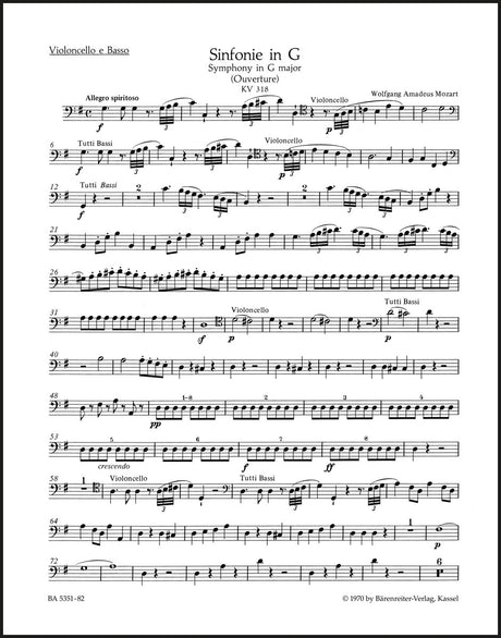 Mozart: Symphony (Overture) No. 32 in G Major, K. 318