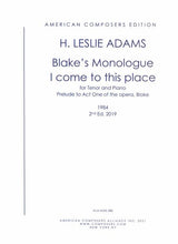 H.L. Adams: I Come to This Place (Blake's Monologue)