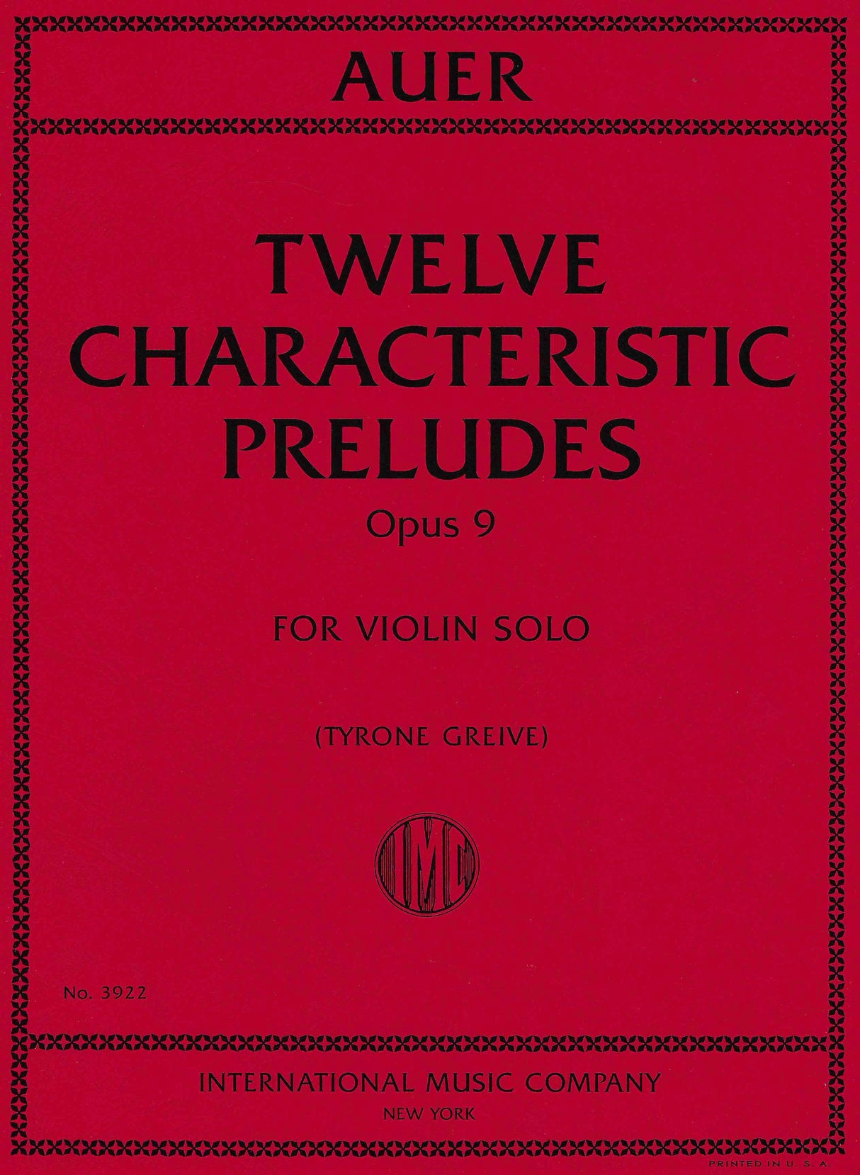 Auer: 12 Characteristic Preludes, Op. 9