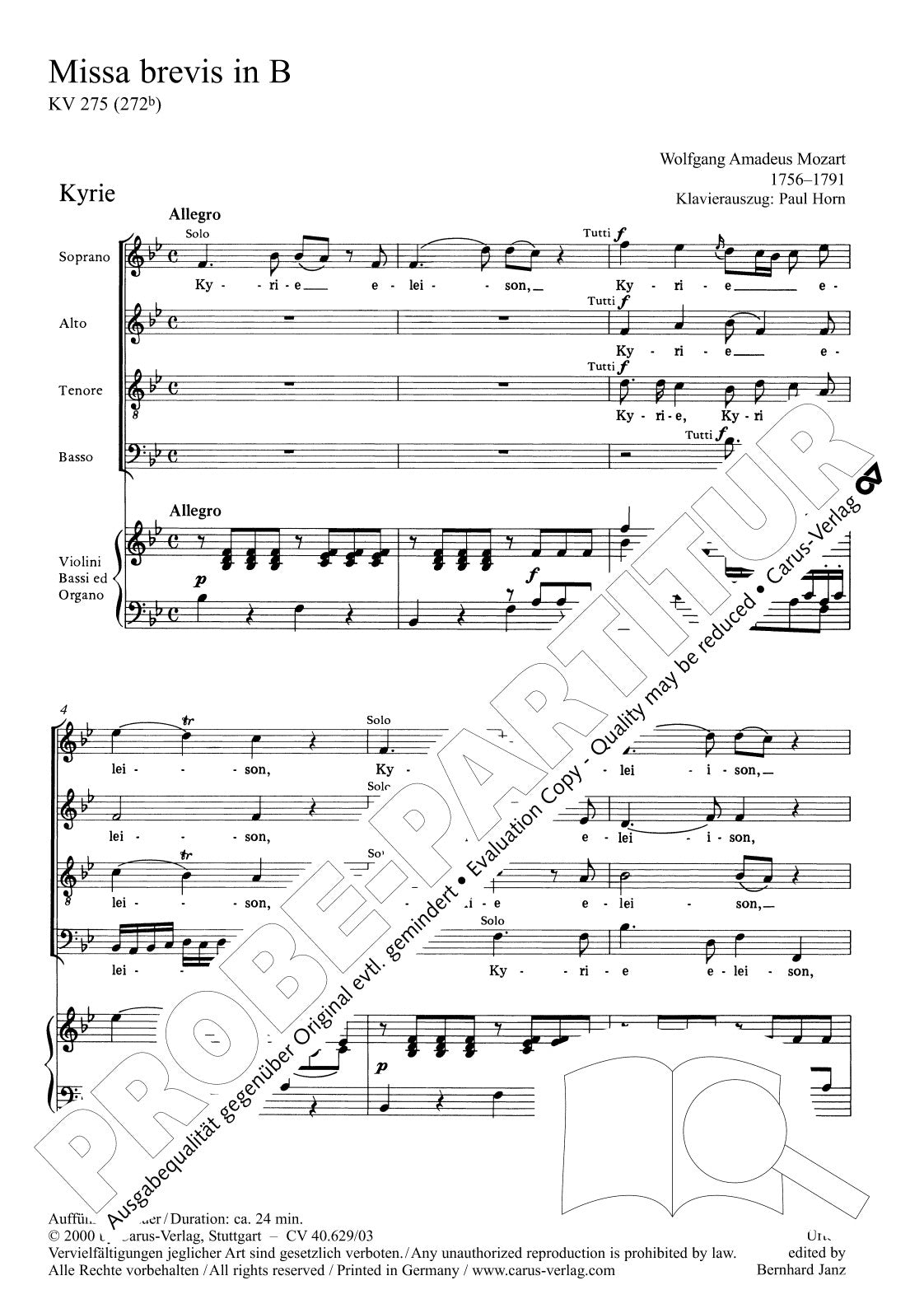 Mozart: Missa brevis in B-flat Major, K. 275 (272b)