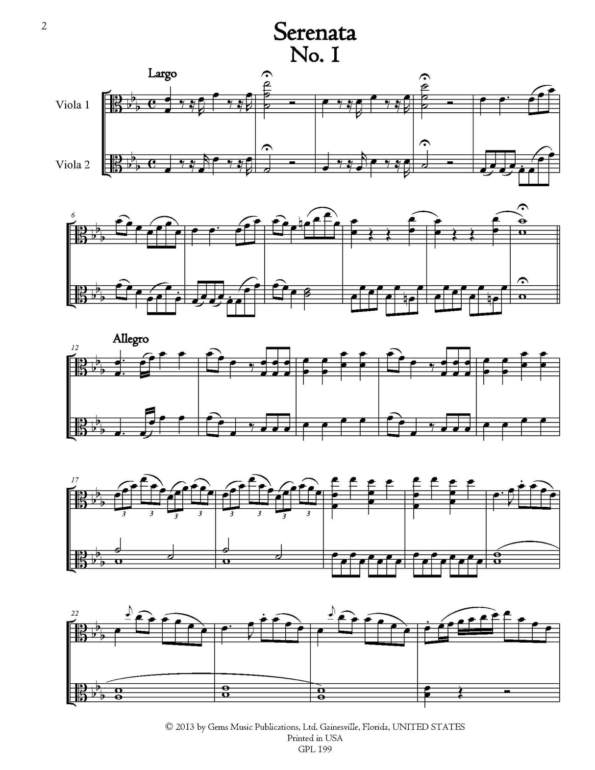 Anonymous: Serenata - 18th Century Viola Duets
