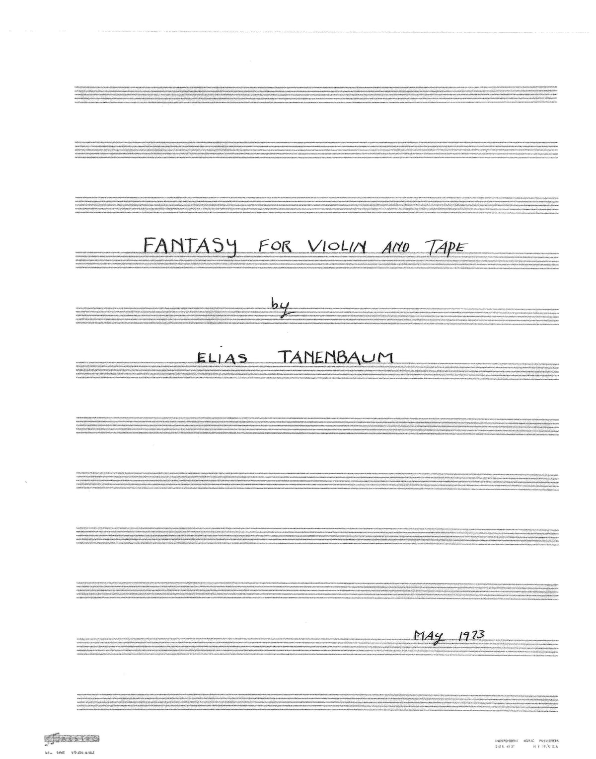Tanenbaum: Fantasy for Violin & Tape