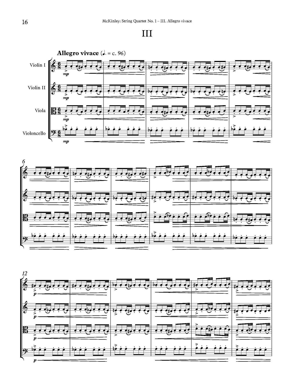 E.M. McKinley: String Quartet No. 1