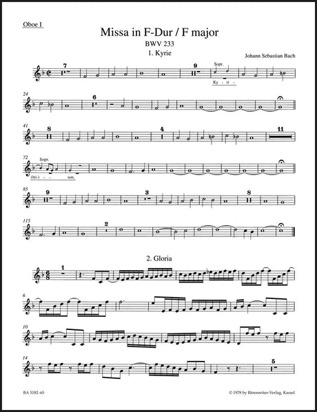 Bach: Mass in F Major, BWV 233