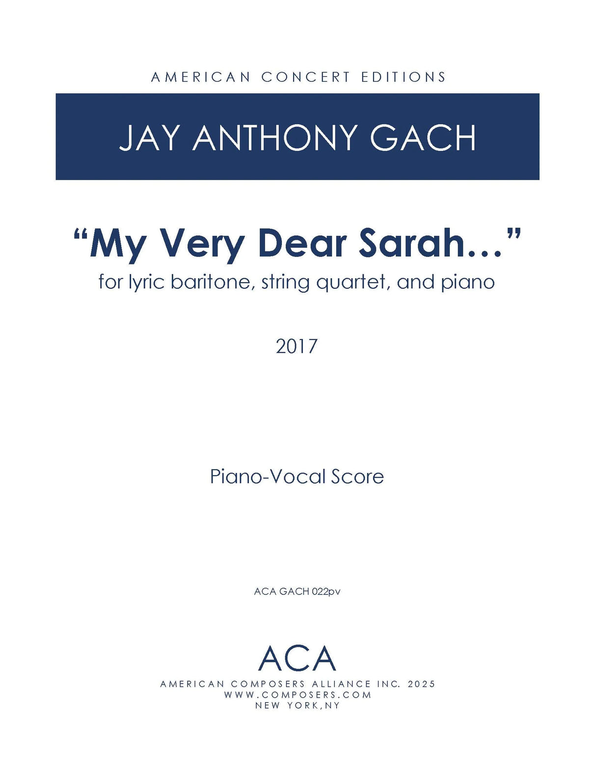 Gach: "My Very Dear Sarah..."